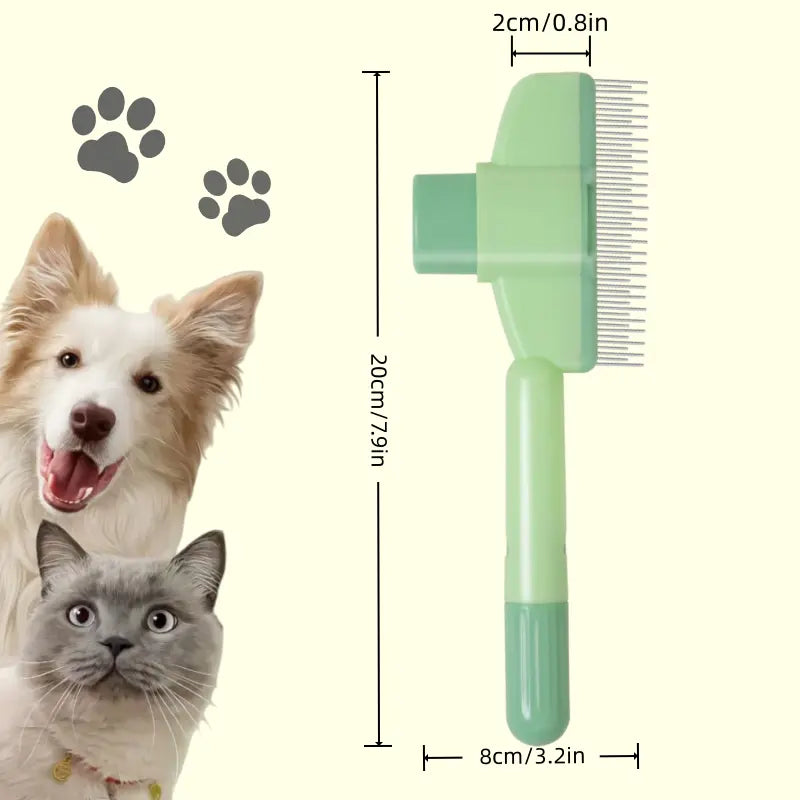 Professional Pet Grooming Brush with One-Click Hair Removal Comb - Stainless Steel Teeth for Shedding, Mats, and Tangles - Suitable for All Sizes of Dogs and Cats